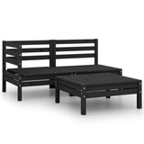 3 Piece Garden Lounge Set Solid Pinewood Black