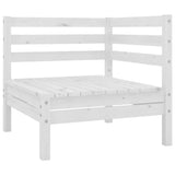 3 Piece Garden Lounge Set Solid Pinewood White - Front View