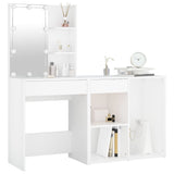 LED Dressing Table with Cabinet White Engineered Wood - Side View