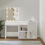 LED Dressing Table with Cabinet White Engineered Wood - Top-Down View