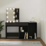 LED Dressing Table with Cabinet Black Engineered Wood - Side View