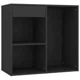 LED Dressing Table with Cabinet Black Engineered Wood - Extra Image