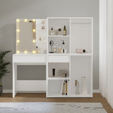 LED Dressing Table with 2 Cabinets White Engineered Wood - Top-Down View