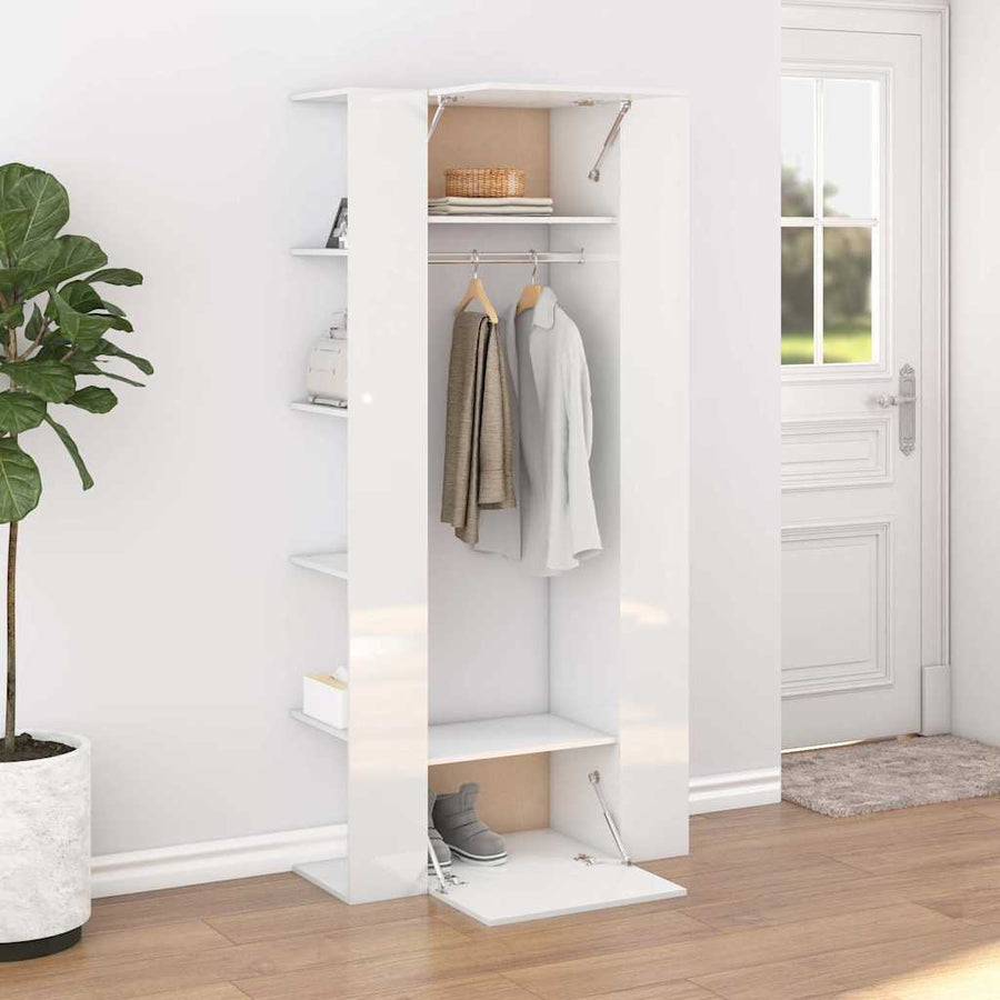 Hallway Cabinets 2 pcs High Gloss White Engineered Wood