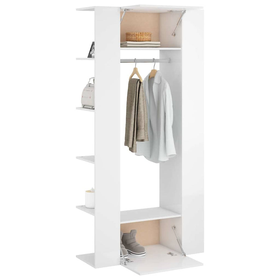 Hallway Cabinets 2 pcs High Gloss White Engineered Wood