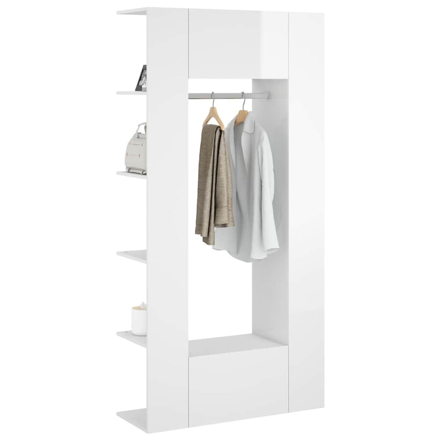 Hallway Cabinets 2 pcs High Gloss White Engineered Wood