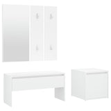 Hallway Furniture Set White Engineered Wood - Front View