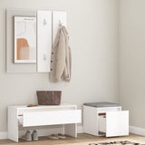 Hallway Furniture Set White Engineered Wood - Side View