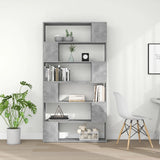 Book Cabinet Room Divider Concrete Grey 100x24x188 cm - Side View