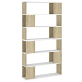 Book Cabinet Room Divider White and Sonoma Oak 100x24x188 cm