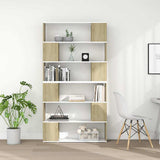 Book Cabinet Room Divider White and Sonoma Oak 100x24x188 cm - Side View
