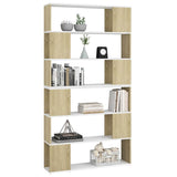 Book Cabinet Room Divider White and Sonoma Oak 100x24x188 cm - Top-Down View