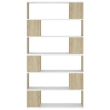 Book Cabinet Room Divider White and Sonoma Oak 100x24x188 cm - 45-Degree Angle