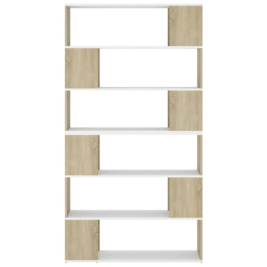 Book Cabinet Room Divider White and Sonoma Oak 100x24x188 cm