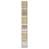 Book Cabinet Room Divider White and Sonoma Oak 100x24x188 cm - Rear View