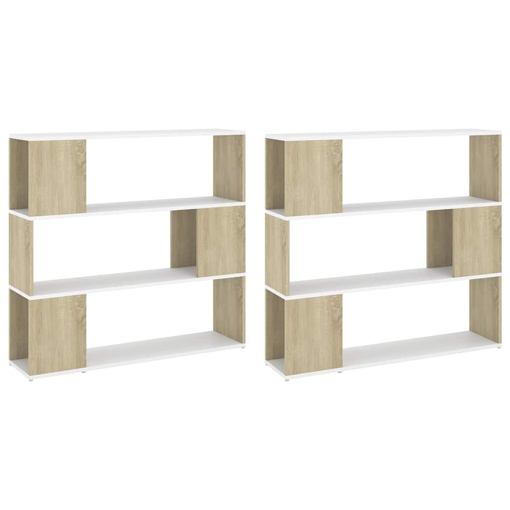 Book Cabinet Room Divider White and Sonoma Oak 100x24x188 cm