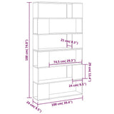 Book Cabinet Room Divider White and Sonoma Oak 100x24x188 cm