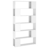 Book Cabinet Room Divider High Gloss White 100x24x188 cm - Front View