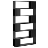 Book Cabinet Room Divider High Gloss Black 100x24x188 cm - Front View