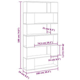 Book Cabinet Room Divider High Gloss Black 100x24x188 cm - Low Angle