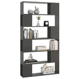 Book Cabinet Room Divider High Gloss Grey 100x24x188 cm - Top-Down View