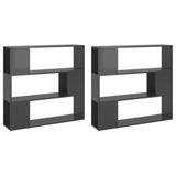 Book Cabinet Room Divider High Gloss Grey 100x24x188 cm - Close-Up Angle