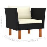 7 Piece Garden Lounge Set Poly Rattan and Eucalyptus Wood Black