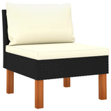 7 Piece Garden Lounge Set Poly Rattan and Eucalyptus Wood Black - Top-Down View