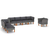 8 Piece Garden Lounge Set Poly Rattan and Eucalyptus Wood Grey