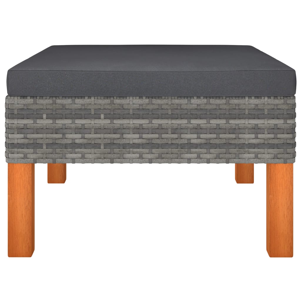9 Piece Garden Lounge Set Poly Rattan and Eucalyptus Wood Grey