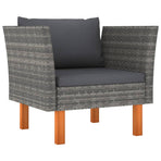9 Piece Garden Lounge Set Poly Rattan and Eucalyptus Wood Grey