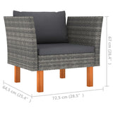 9 Piece Garden Lounge Set Poly Rattan and Eucalyptus Wood Grey