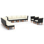 10 Piece Garden Lounge Set Poly Rattan&Eucalyptus Wood Black