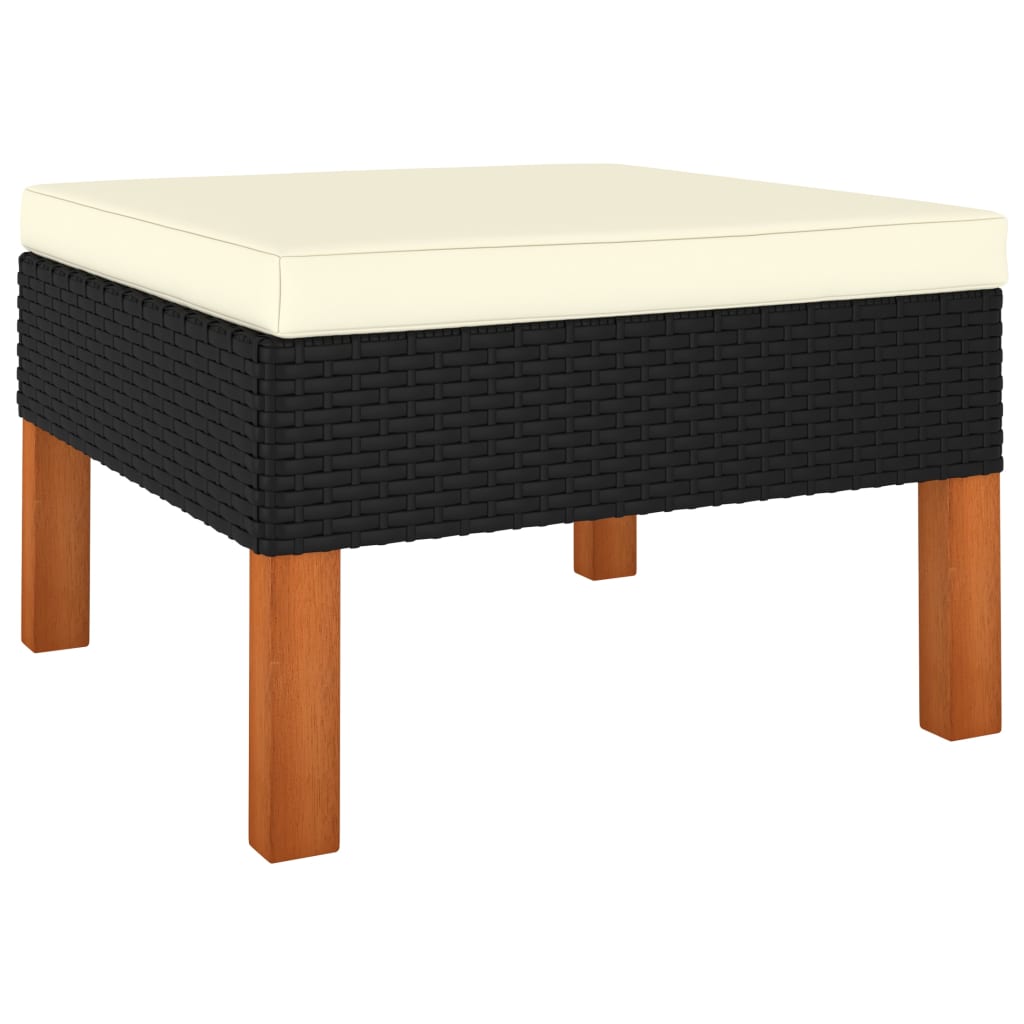 10 Piece Garden Lounge Set Poly Rattan and Eucalyptus Wood Black