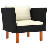 10 Piece Garden Lounge Set Poly Rattan and Eucalyptus Wood Black