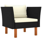 10 Piece Garden Lounge Set Poly Rattan&Eucalyptus Wood Black