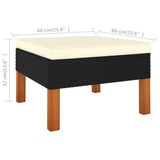 10 Piece Garden Lounge Set Poly Rattan and Eucalyptus Wood Black