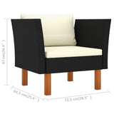 10 Piece Garden Lounge Set Poly Rattan and Eucalyptus Wood Black - Extra Image