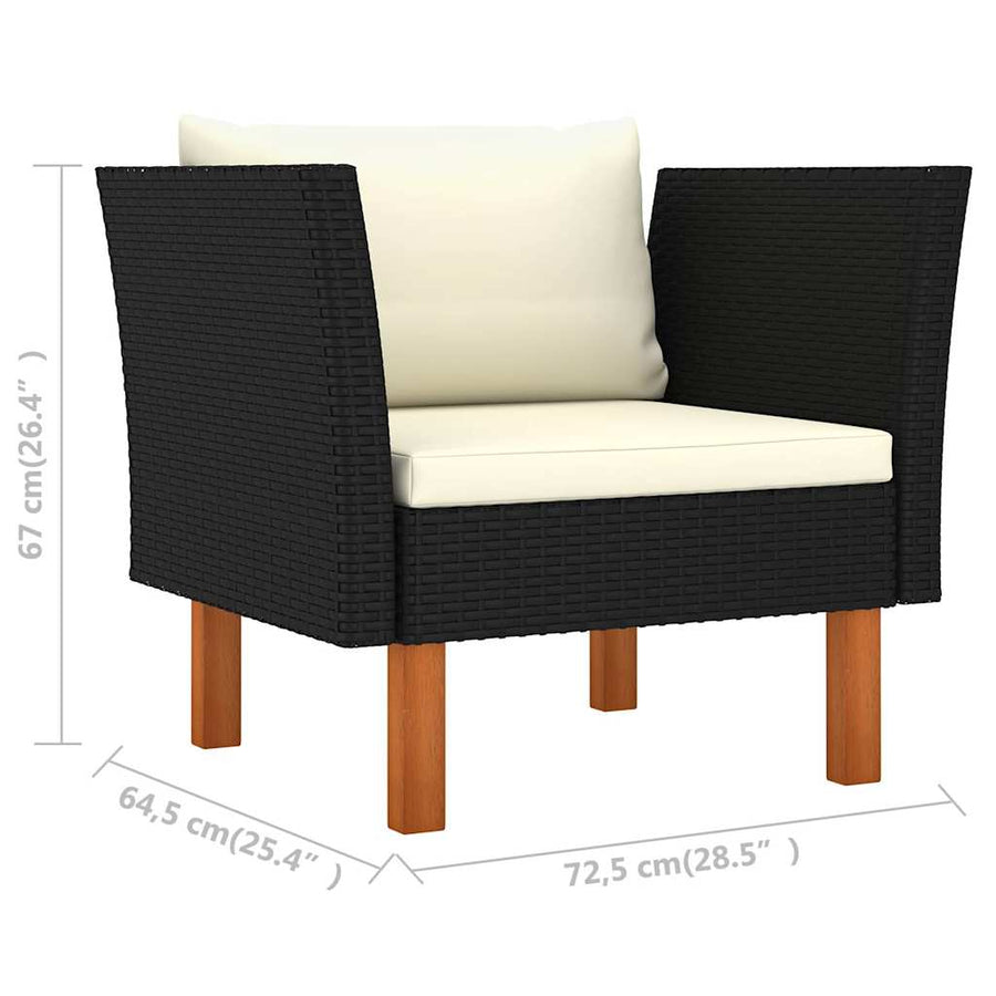 10 Piece Garden Lounge Set Poly Rattan&Eucalyptus Wood Black