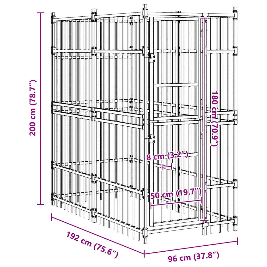 Outdoor Dog Kennel Steel 1.84 m?