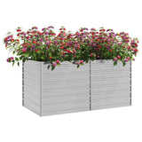 Garden Raised Bed 160x80x77 cm Galvanized Steel Silver - Side View