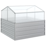 Garden Raised Bed with Greenhouse 100x100x85 cm Silver - Front View