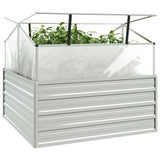 Garden Raised Bed with Greenhouse 100x100x85 cm Silver - Side View