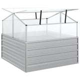 Garden Raised Bed with Greenhouse 100x100x85 cm Silver - Rear View