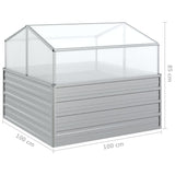Garden Raised Bed with Greenhouse 100x100x85 cm Silver - Low Angle