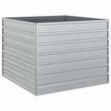 Garden Raised Bed 100x100x77 cm Galvanized Steel Silver - Front View