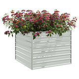 Garden Raised Bed 100x100x77 cm Galvanized Steel Silver - Side View