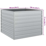 Garden Raised Bed 100x100x77 cm Galvanized Steel Silver