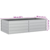 Garden Raised Bed 160x80x45 cm Galvanized Steel Silver - Close-Up Angle