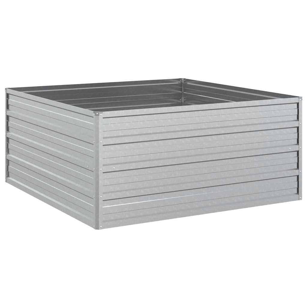 Garden Raised Bed 100x100x45 cm Galvanized Steel Silver